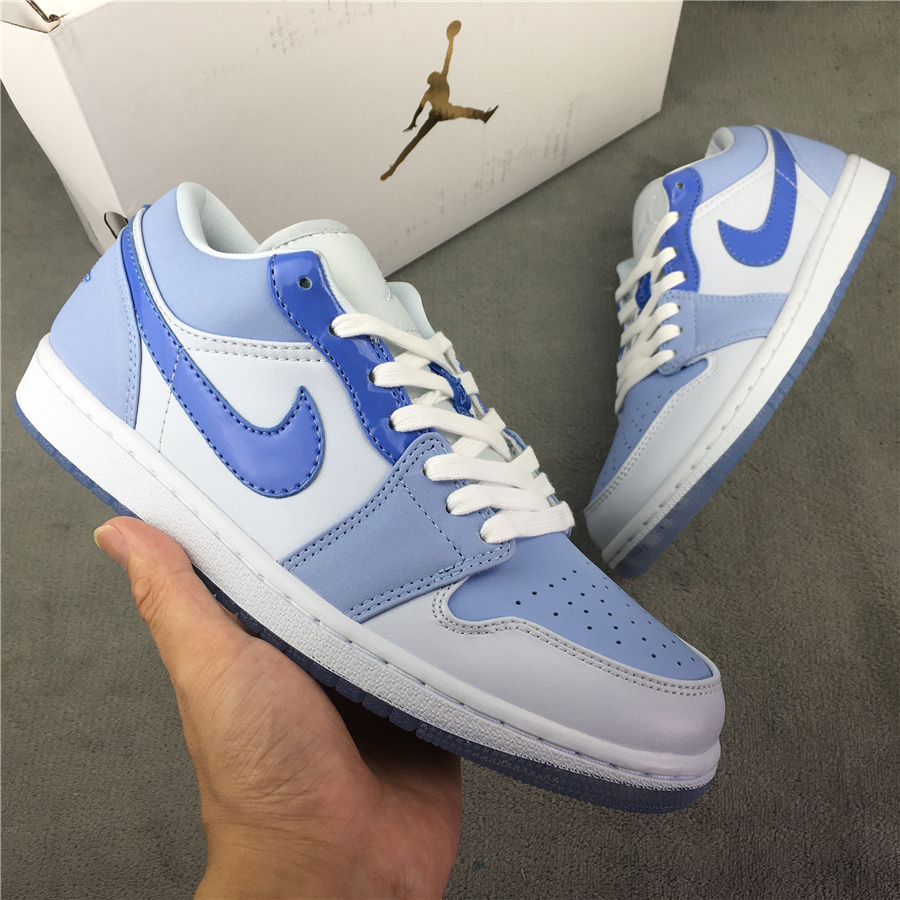 2021 Men Air Jordan 1 Low The Mighty Swooshers White Blue Shoes